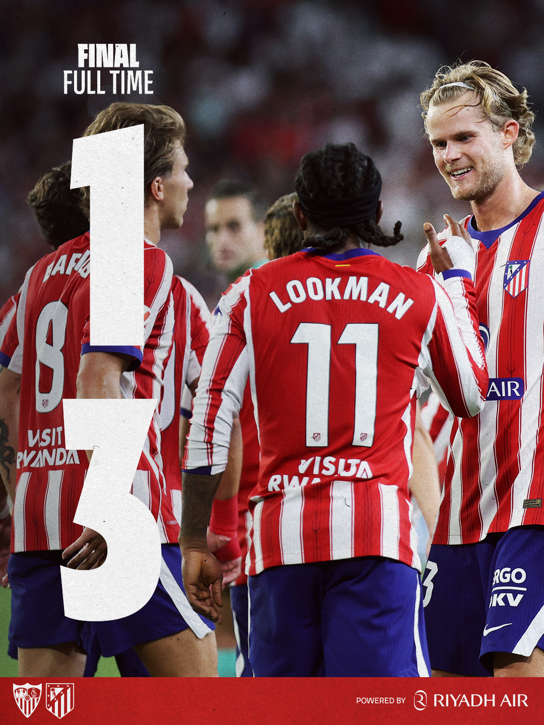 La Liga: Lookman Scores as Atletico Madrid Beat Sevilla 3-1 Amid Alvarez Saga